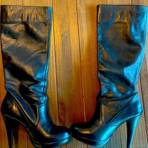 Knee high black leather BCBG boots